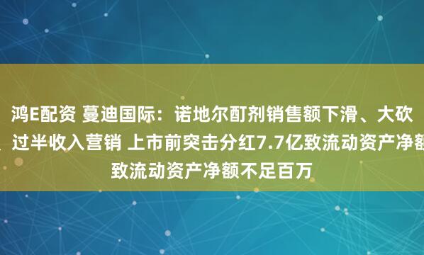 鸿E配资 蔓迪国际：诺地尔酊剂销售额下滑、大砍研发开支、过半收入营销 上市前突击分红7.7亿致流动资产净额不足百万